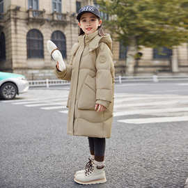 新款儿童ABC中长款女童羽绒服过膝加厚中大童冬季女孩子学生外套