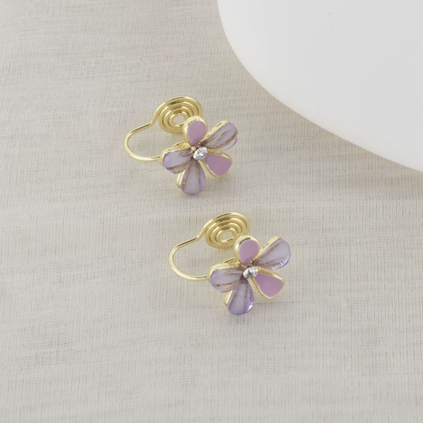 176#Purple flower drip oil mosquito fragrance plate ear clip