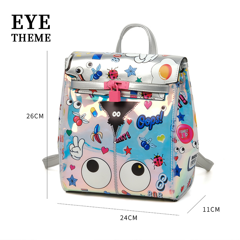 Personalidad de la nueva mochila de jalea material especial de color fantasma madre mochila de hombro tarjeta de bloqueo de estudiantes mujeres 2833 #