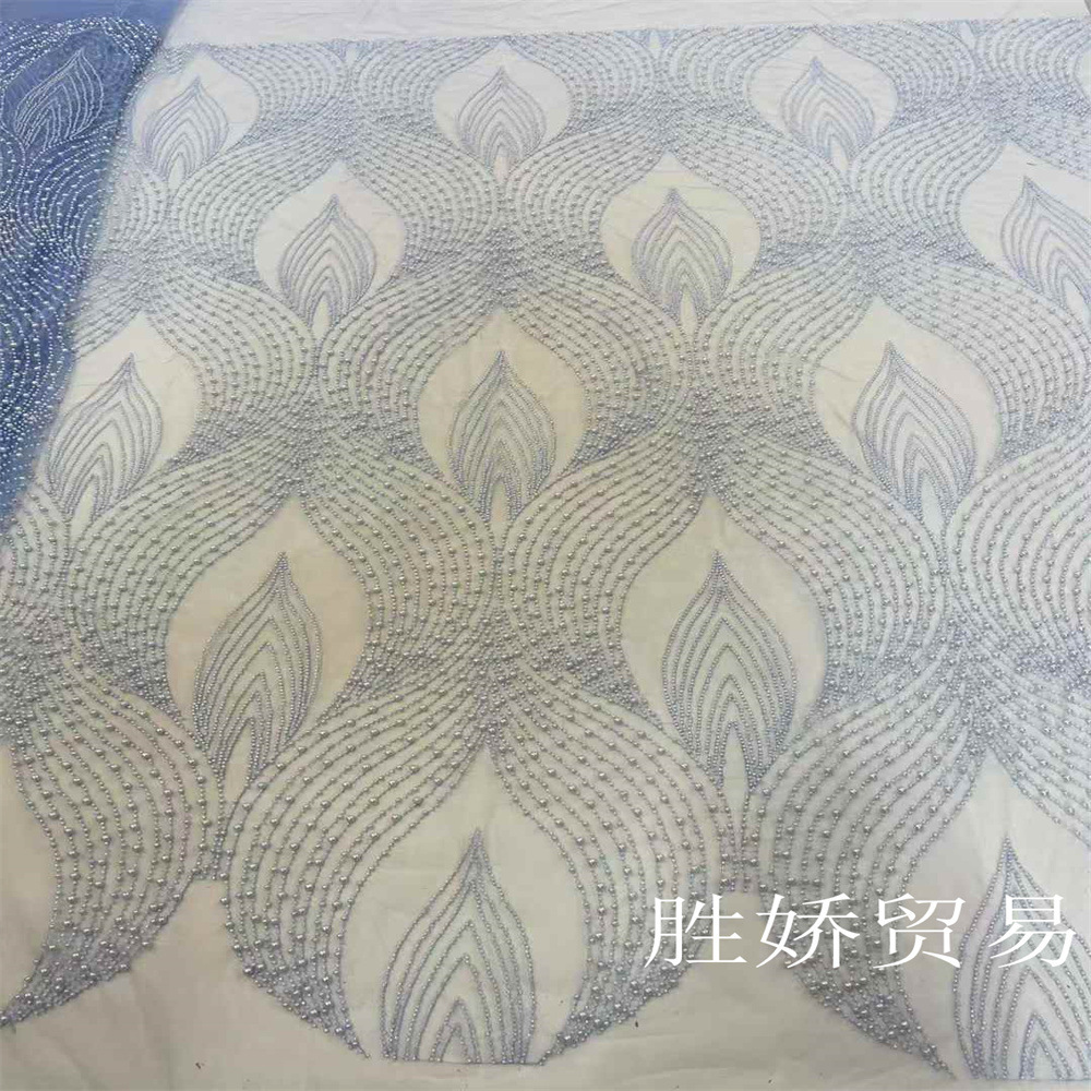 Francia moda pesada cuentas de clavos bolsas de tela de encaje vestido de boda tela de tela de encaje DIY
