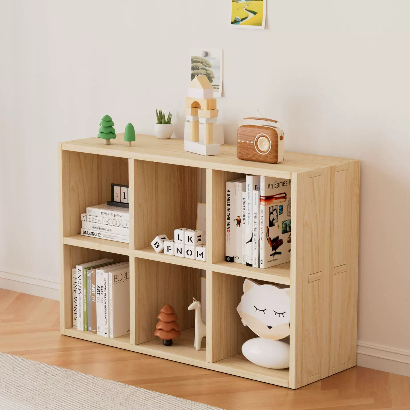 幼儿园格子柜实木自由组合收纳筐落地靠墙置物架书柜客厅书架储物