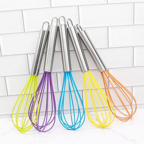 10-inch manual silicone egg beater stainless steel handle egg mixer household egg beater manual milk frother
