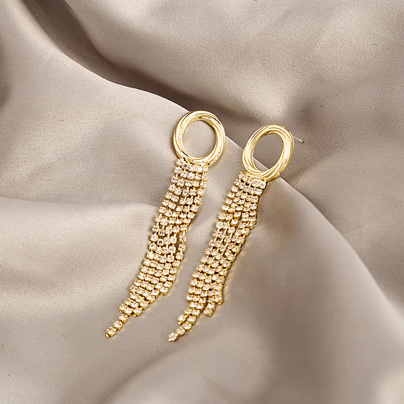 Argent Aiguille Baroque Long Gland Capricieux Plein Strass Boucles D'oreilles display picture 5