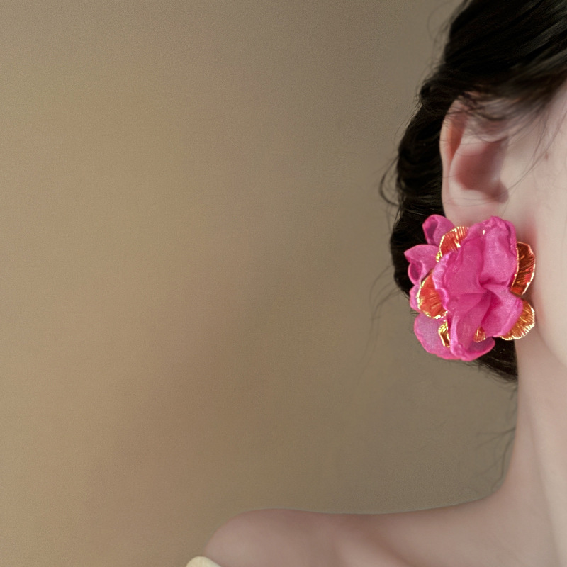 Drop Earrings, Ear Studs Classification 1 Pair Elegant Lady Sweet Round Flower Plating Alloy Cloth Seed Bead Drop Earrings Ear Studs