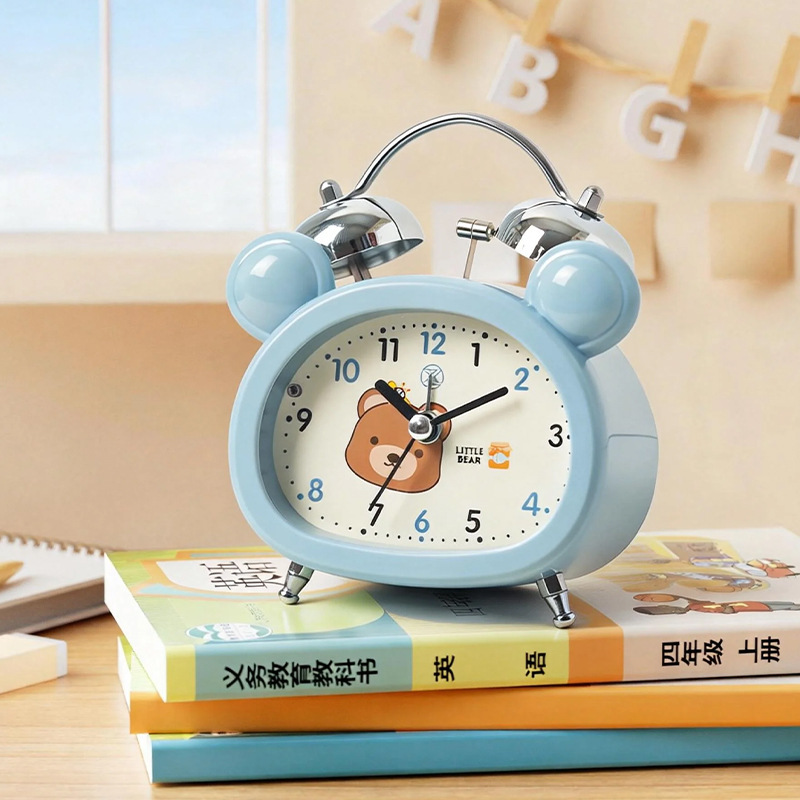 Alarm Clock for Students, a Cartoon Bear and Rabbit Alarm Clock, Bedroom Night Light, Silent Clock Alarm Clock for Students, a Cartoon Bear and Rabbit Alarm Clock, Bedroom Night Light, Silent Clock