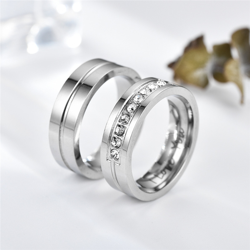 Titanium Steel Material Wholesale Jewelry Casual Simple Style Solid Color Titanium Steel Zircon Plating Inlay Rings