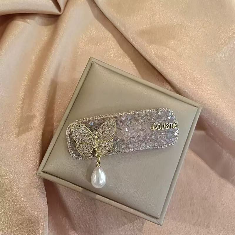 民族风治愈系闪钻珍珠名族风前额流苏边夹女个性刘海夹发卡发饰|undefined
