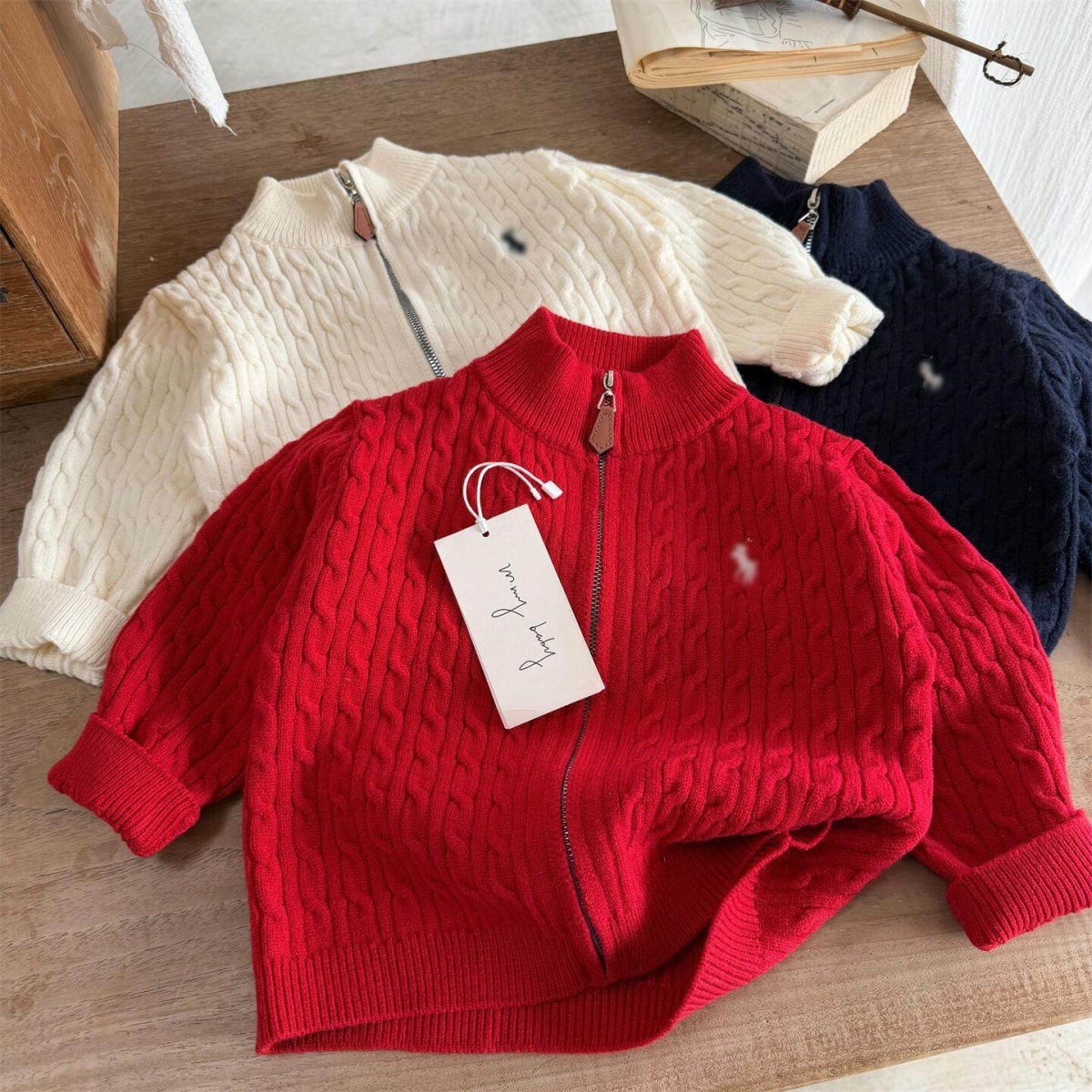Children's solid color spring sweater