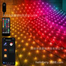 跨境电商 LED智能APP全彩RGB圣诞节日装饰庭院户外草坪网灯
