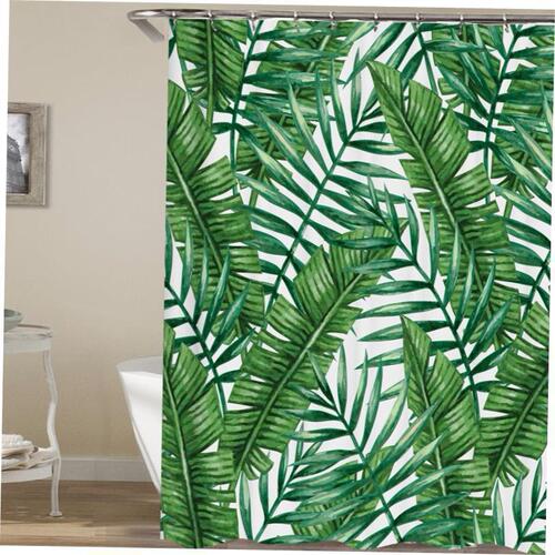 Green Tropical Plants Shower Curtain Bathroom Waterproof