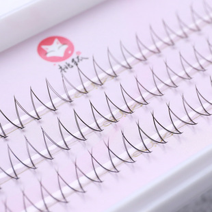 Peach Fox Women's Group V-shaped False Eyelashes Natural Cross Japanese Simulation Curled Single Cluster Daily Eyelashes Grafted Hair