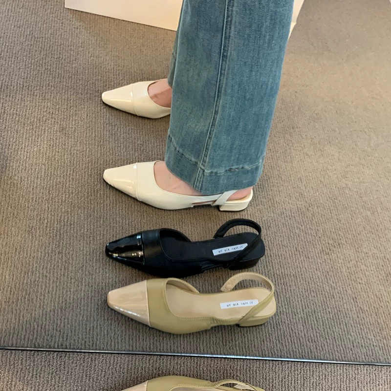 Сандалии нюд с острым носом, французский стиль, Chanel‑style, женская обувь. Цвета: черный, нюд, слоновая кость