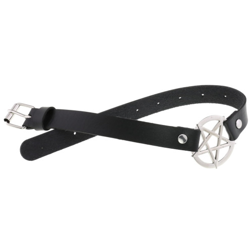Individuality Exaggerated PU Leather Restrained Collar Fashion Belt Buckle Street Style Nightclub Sexy Five-Star Necklace Necklace