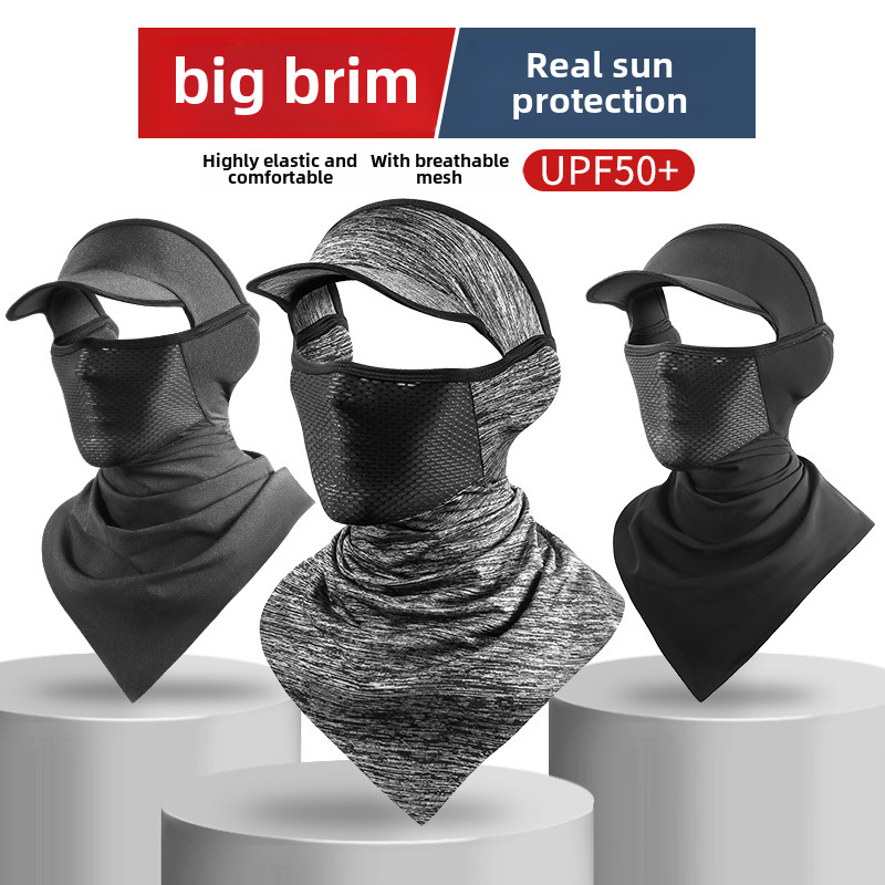 Summer Sun Protection Riding Mask Men's Outdoor Fishing Breathable Sun Protection Hat Brim Triangle Magic Hood Ice Silk Mask