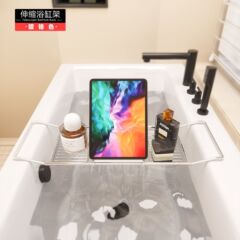 伸縮可能なバスタブの棚のサイドパレットの風呂の物置板のアクリルの伴侶の浴室の棚のバスタブのスタンド