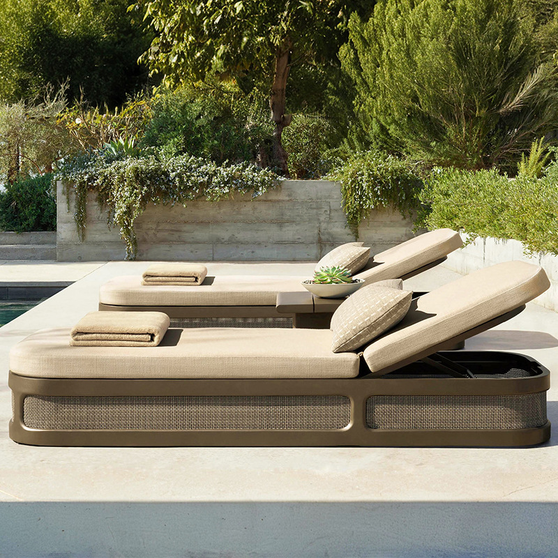 Sofá de teca al aire libre Patio Villa Terraza Muebles de madera impermeable Hotel Resort Protector solar Sofá de madera maciza image 4