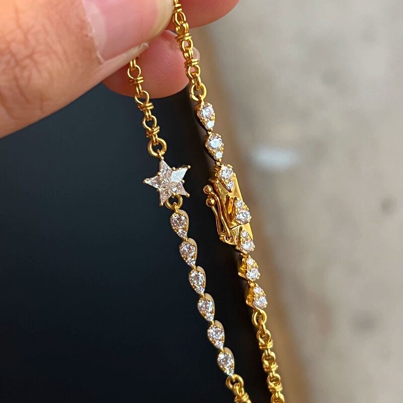 Falling Dream Galaxy Four-pointed Star Bracelet for Women ins Super Flash Full Diamond Accessible Luxury High-value Fashionable Bracelet Elegant Hand Jewelry