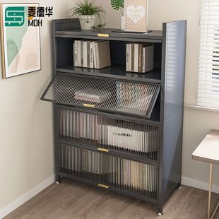 Steel Dust-Proof Sideboard Household Kitchen Utensil Storage Rack Pots and Bowls Storage Cabinet Floor-Standing Living Room Display Cabinet Bookshelf Bookcase