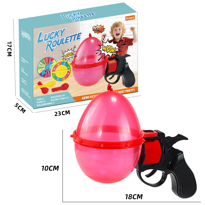 Juegos transfronterizos, revólveres, juguetes, ruleta rusa, guns de globo, fiestas, parodias de guns de polo acuático.