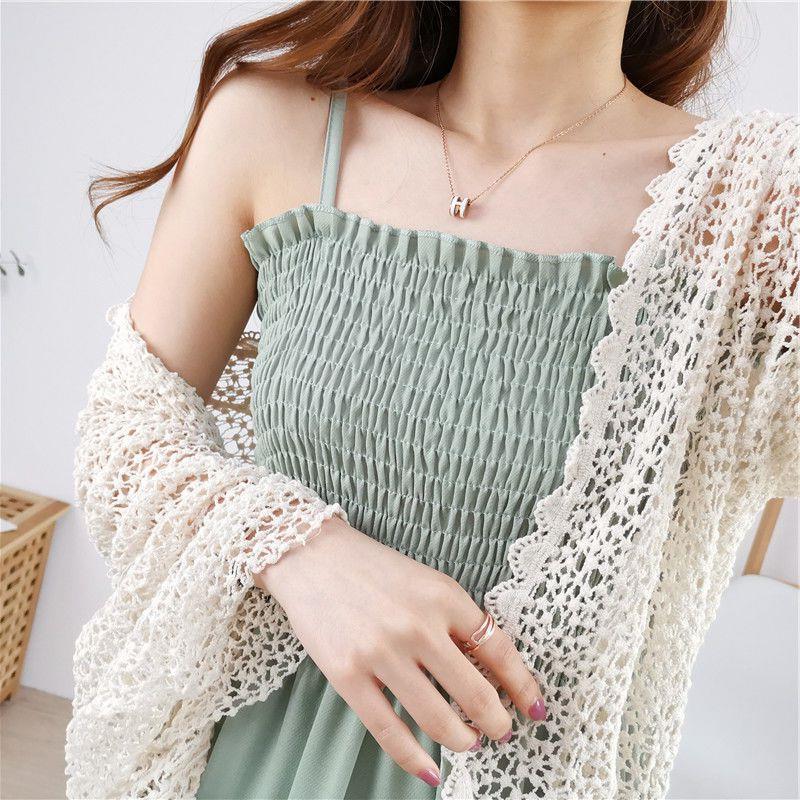 2024 new spring and summer Korean style slim-fit tube top sleeveless camisole dress bottoming vest dress