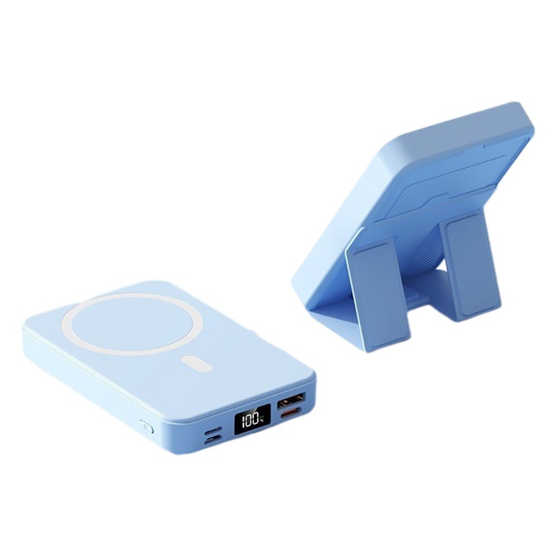 Cargador Inalámbrico Magnético Cross-mirror TiKMagsafe con Soporte, Banco de Energía de 10000 mAh, Carga Rápida de 22.5W, Fuente de Alimentación Móvil