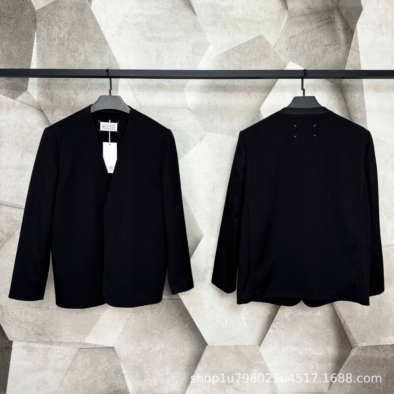 MM6 Margiela Style Collarless All-inclusive Wool Suit Minimalist Design Sense Loose Casual Men's and Women's Jacket