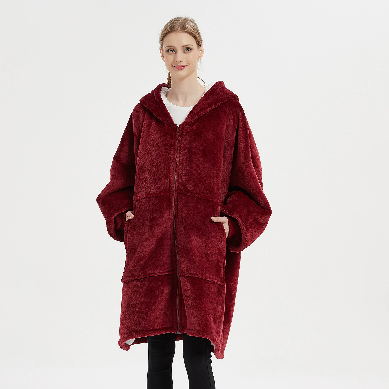 Flannel pijama with hood for beloved, Amazon, increased thickness, plus size, 2023 collection