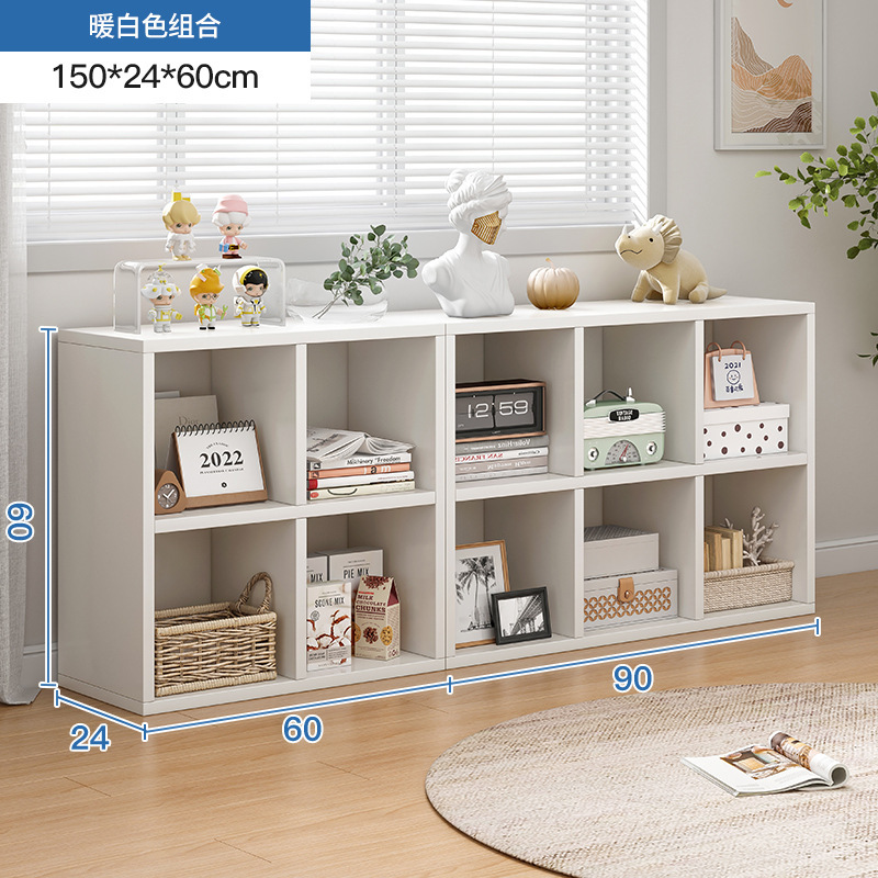 Estante de cosméticos de estilo crema, gabinete de rejilla de piso a techo lateral de mesa, gabinete de ocho compartillas, gabinete de almacenamiento de perfumes para productos para el cuidado de la piel