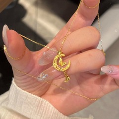 小众设计月亮蝴蝶流苏项链女轻奢高级感简约ins风百搭锁骨链配饰