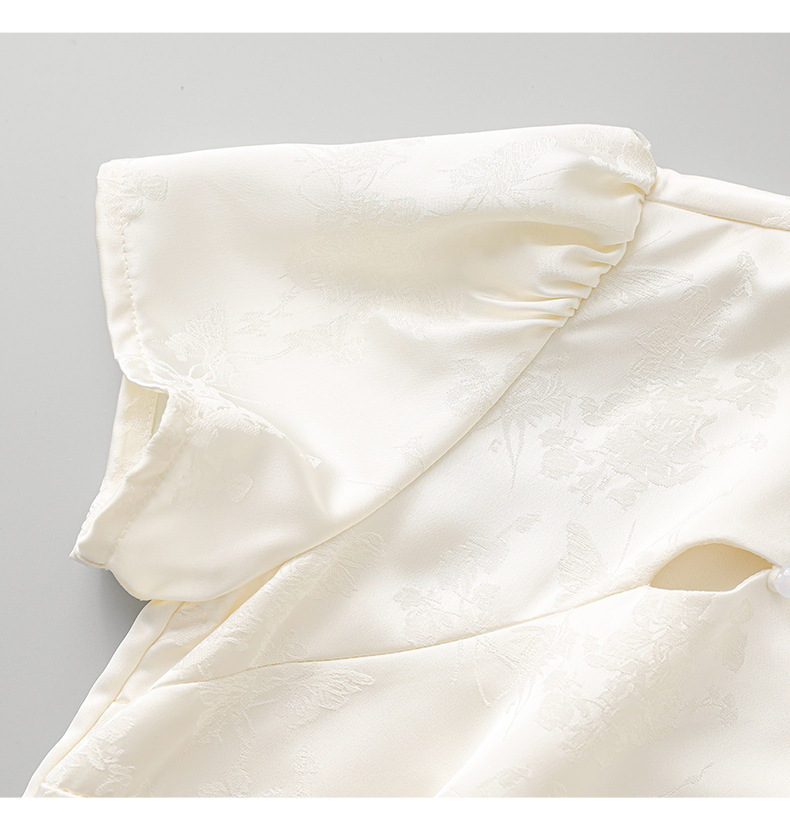Đầm maxi nữ thắt eo phong cách sườn xám cổ điển, họa tiết phù điêu jacquard phương Đông — Màu xanh lá chi tiết 18
