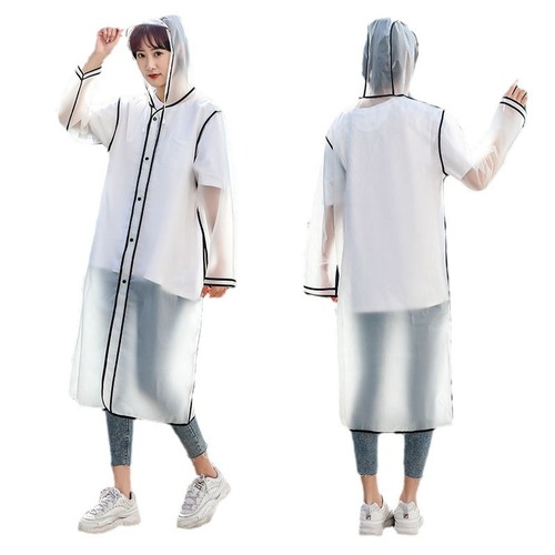 Single-person travel stylish raincoat poncho outdoor EVA adult raincoat factory long transparent raincoat custom