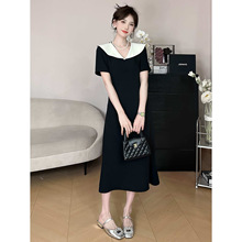 SE【斯嘉丽】长短款黑白拼接连衣裙女夏季气质复古法式女装连衣裙
