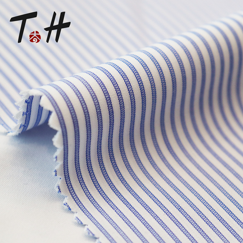 太极石新型环保纤维衬衫布免烫抗皱防紫外线抑菌除臭条纹衬衫面料