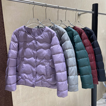 轻薄款圆领羽绒服女短款2024年冬季新款气质简约时尚鹅绒保暖外套