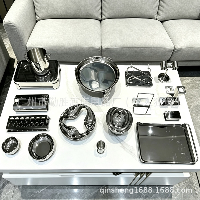 Party Set with Simple Ashtray, High-End Special Supplies Stand, Stainless Steel Table Microphone Stand, New Fruit Plate for Ktv