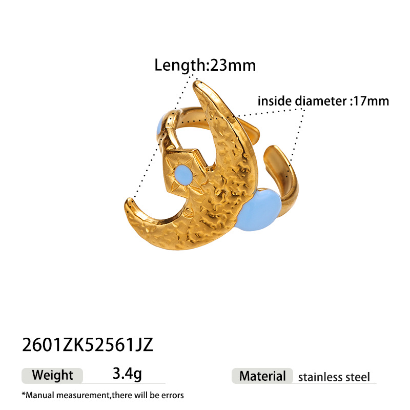 TENA Europa y América Italia clásica viento estrella luna diseño de modelado anillo de goteo personalidad joyas al por mayor