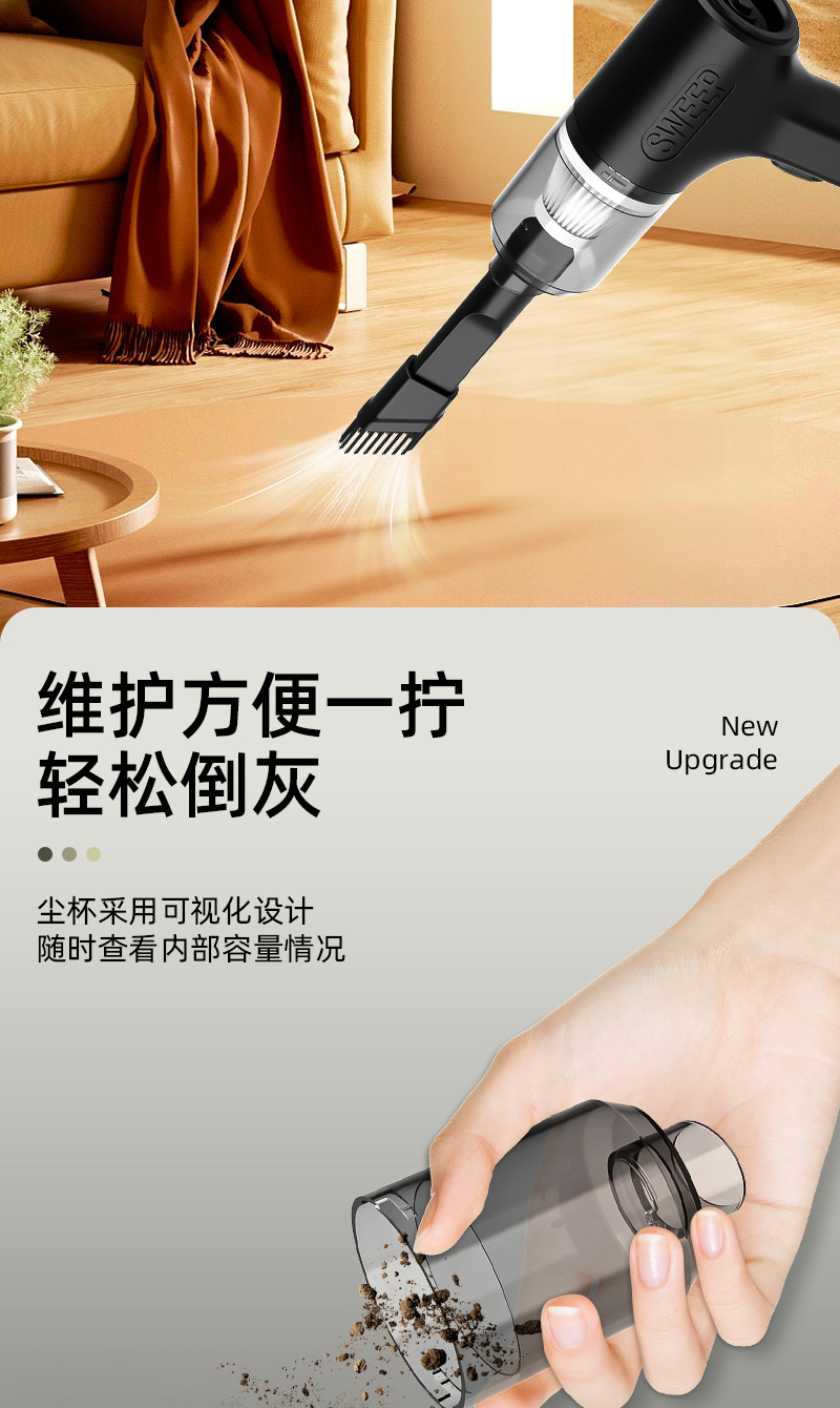 Wholesale New Car Vacuum Cleaner, Wireless, Portable, High-Power, Dual-Purpose Suction and Blowing Mini Vacuum Cleaner, Cross-Border, Strong Suction