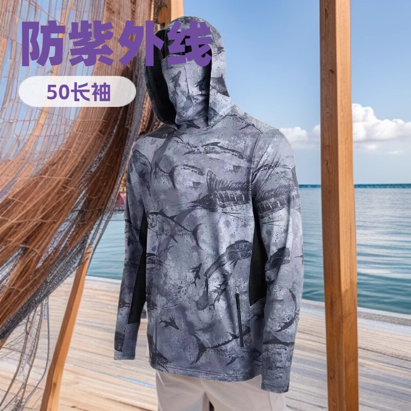 Wholesale Uv Fishing Clothing Fishing Shirt Upf 50 Long Sleeve Shirt Polyester Fishing Hoodie Pullover