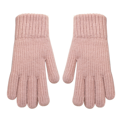 Warming gloves for women, winter knitted touch screen, thickened and furred woolen five-finger cold-proof, finger-revealing, student cycling, floral design