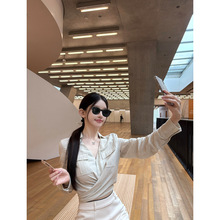 早安樊樊「肤感巨好!!莱赛尔亚麻衬衫」慵懒下摆打结长袖衬衣上衣