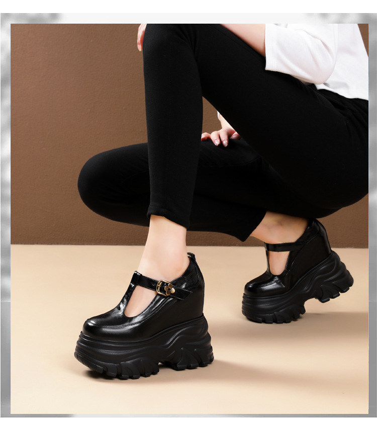 Giày cao gót nữ đế xuồng platform gót vuông kiểu Pháp, gót 14 cm — màu đen chi tiết 10