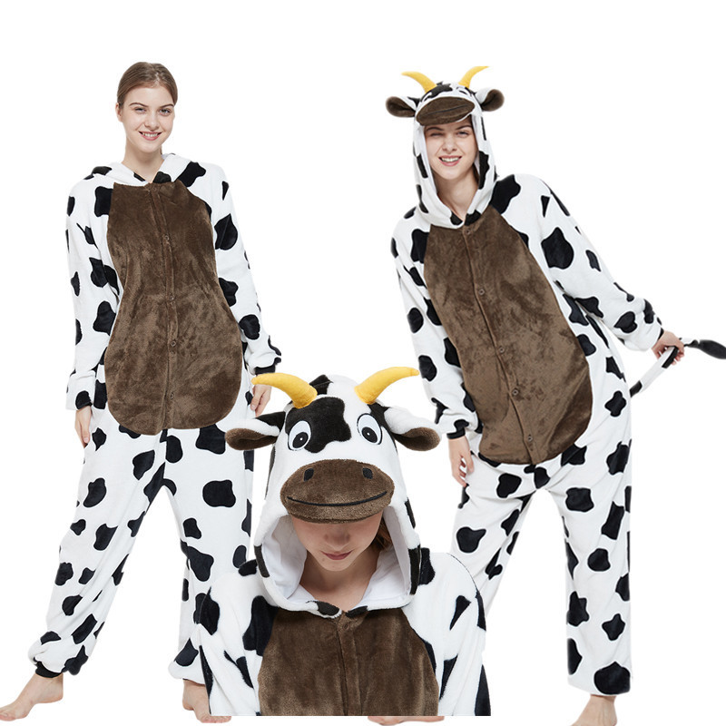 冬のフランネル大人の動物漫画ワンピースパジャマ小さな蜂かわいいカップルスタイル厚みのあるホーム服トイレ|undefined