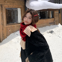 2025秋冬季女新款撞色麻花针织围巾韩系防风御寒保暖时尚百搭围脖