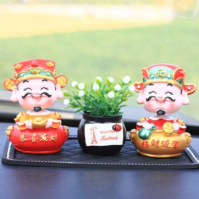 Fragrance Accessory, Wealth Gift, Home | Car ornaments - s024-shaking-his-head-god-of-wealth-congratulations-on-getting-rich-and-making-money-into-treasure-black-auspicious-fruit-small-diamond-anti-slip-pad