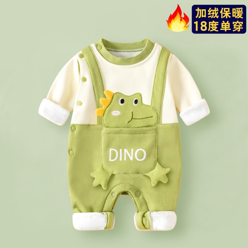Yoyo fruit autumn and winter baby jumpsuit fleece-lined thick baby ha main baby warm children's clothing a generation of thick