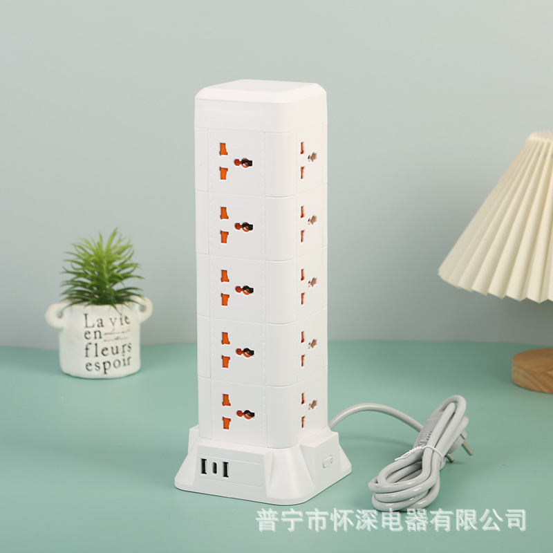 5层塔形20位插孔英标欧标美标2USB+1PD西班牙肯尼亚摩洛哥库拉索