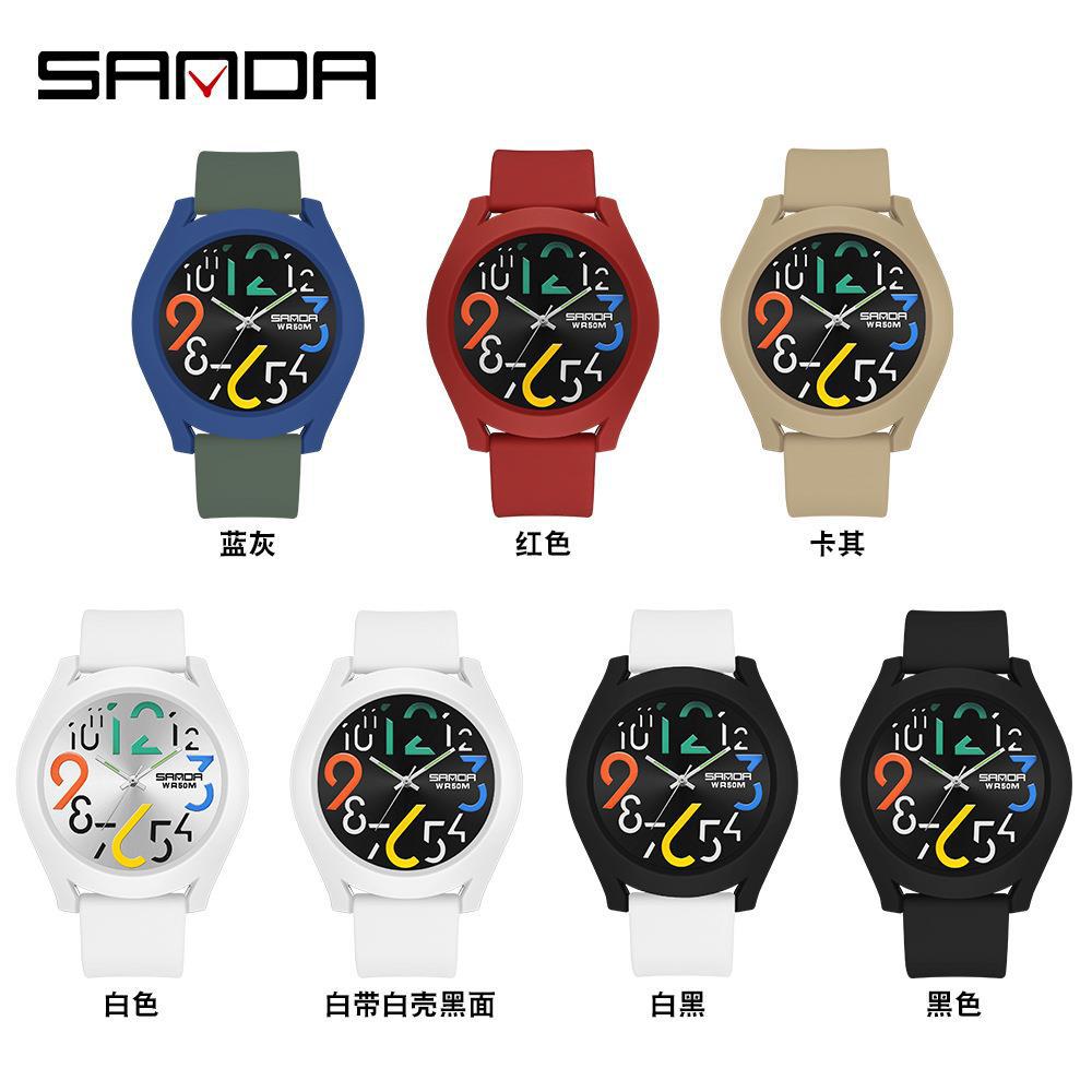 Sanda 9021 reloj electrónico de silicona desmontable anillo exterior de las mujeres de moda digital simple reloj deportivo