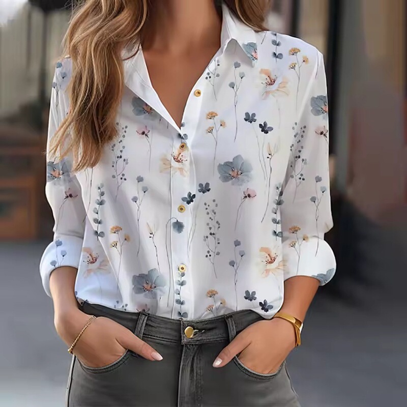 2025 Women's Long Sleeve Shirt 3D Flower Print Button Long Sleeve Top Women's Shirt Women's Clothing 2025 Women's Long Sleeve Shirt 3D Flower Print Button Long Sleeve Top Women's Shirt Women's Clothing