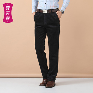 Middle-aged and elderly dad wear corduroy straight men's pants trousers spring and autumn loose men's trousers loose casual pants men