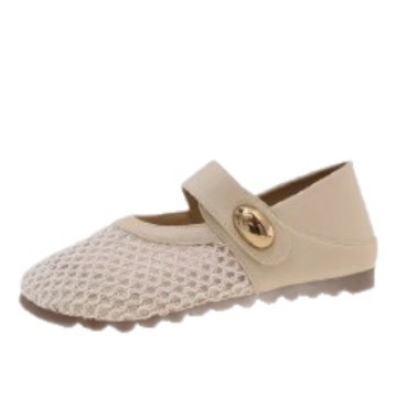 2026 nuevo hueco transpirable primavera y verano malla de tela de tela suave tejida poco profunda zapatos de moda de una sola pieza